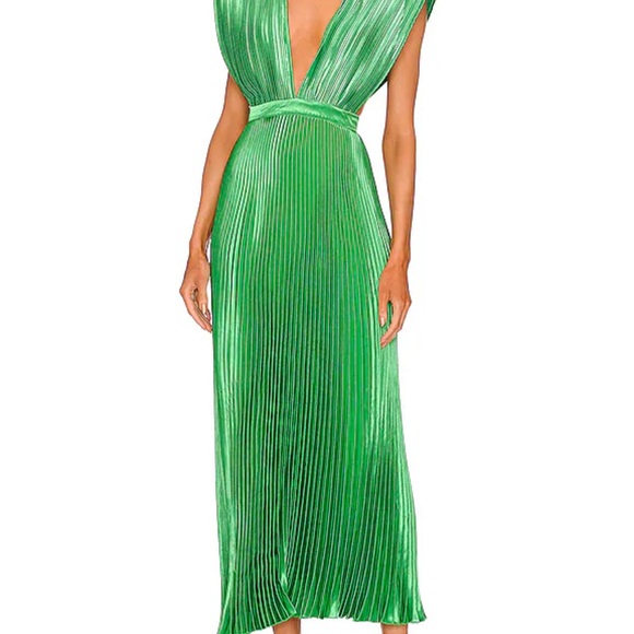 Gala Midi Dress in Bright Green - Picture 3 of 4